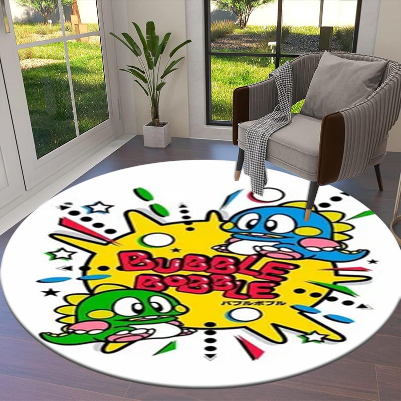 Bubble Bobble Round Area Rug,Carpet Rug for Living Room Bedroom Sofa Playroom Decor,Non-slip Floor Mat41