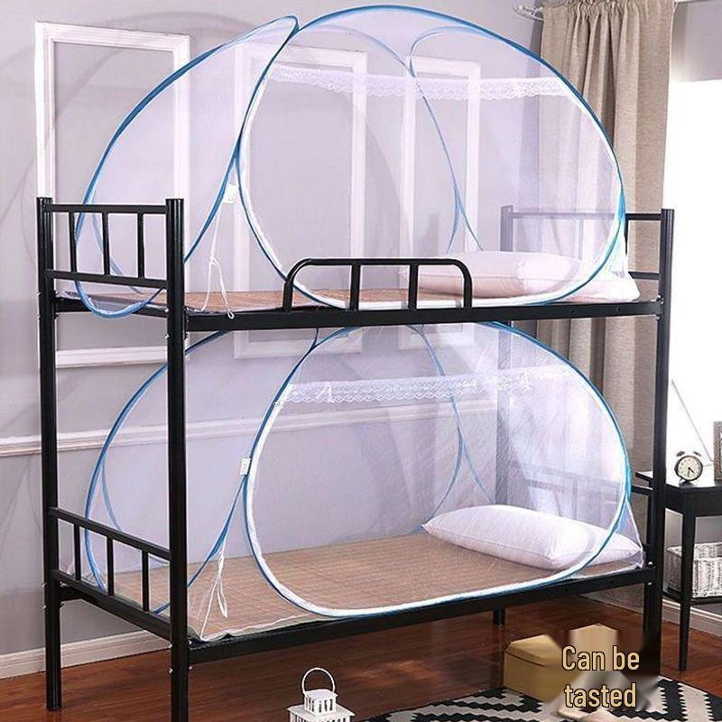 Foldable Yurt Mosquito Net for 1.0m Bunk Bed - No Installation Needed, Perfect for Student Dorms & Parent-Child Beds with Zipper Access