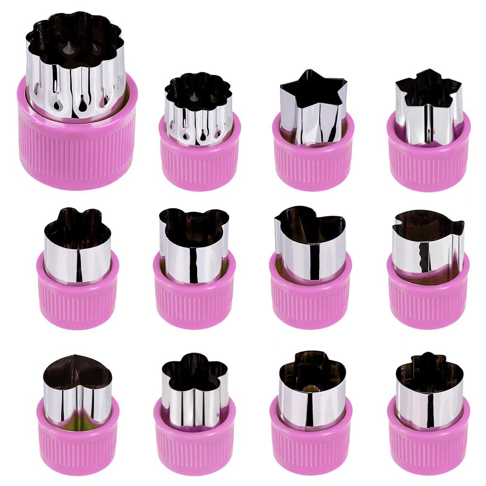 

Резак для овощей и фруктов, набор формочек для печенья из нержавеющей стали с противоскользящей защитной ручкой для милых кондитерских изделий, бенто, обеда, детской вечеринки фиолетовый