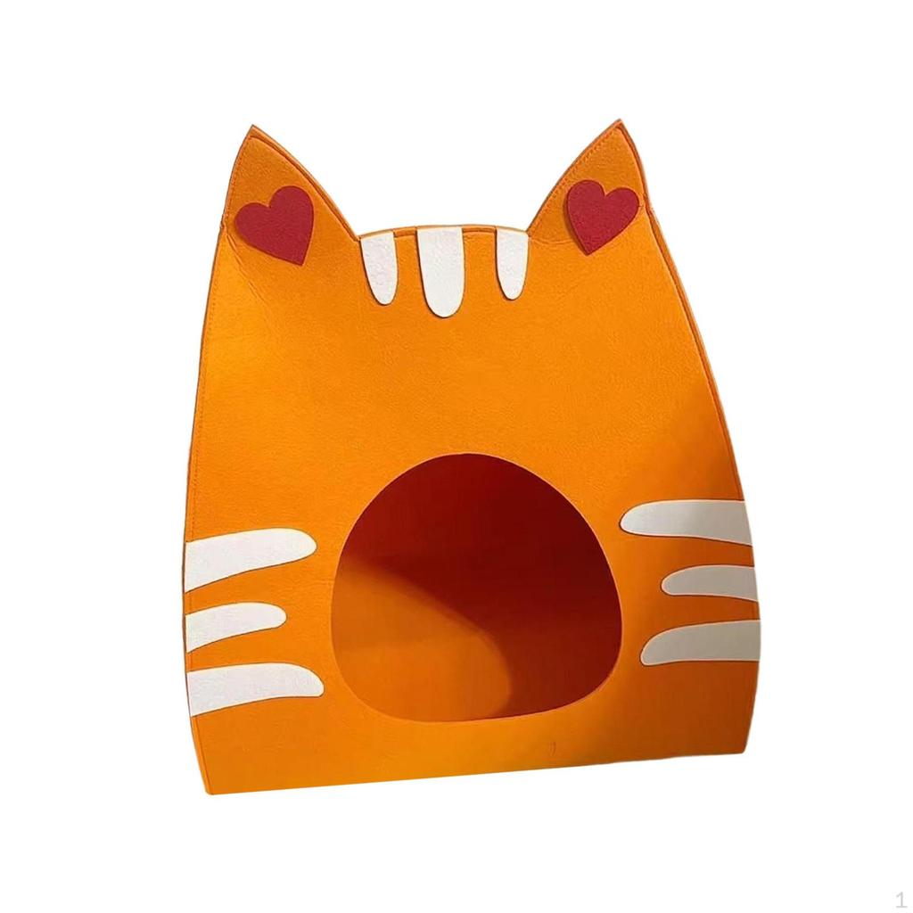 Felt Cat House Scratch Resistance Stable for Indoor Cats Cute Furniture Kitten Bed Hideaway