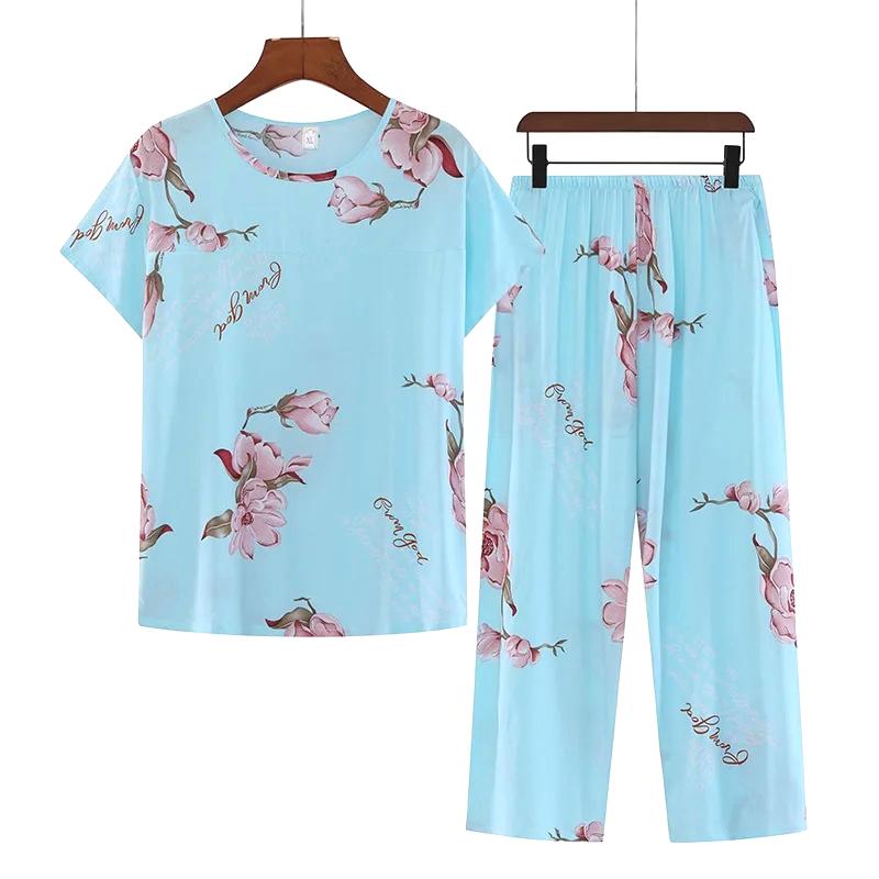 Cotton Pajamas Women's Thin Short Sleeve Set Plus Size Women's Loungewear Can Be Breathable and Antibacterial Sleepwear