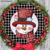 Buffalo Plaid Wooden Christmas Sign with Snowman Pattern - Navidad Round Sign for Yard Door Wall Hanging Decor - Ideal Christmas Decoration