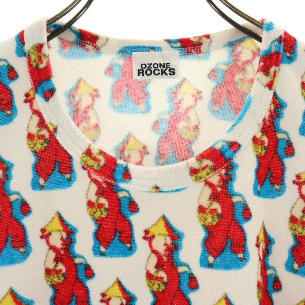 OZONE ROCKS made in Japan Pig Pattern French sleeve Cut white Women Used