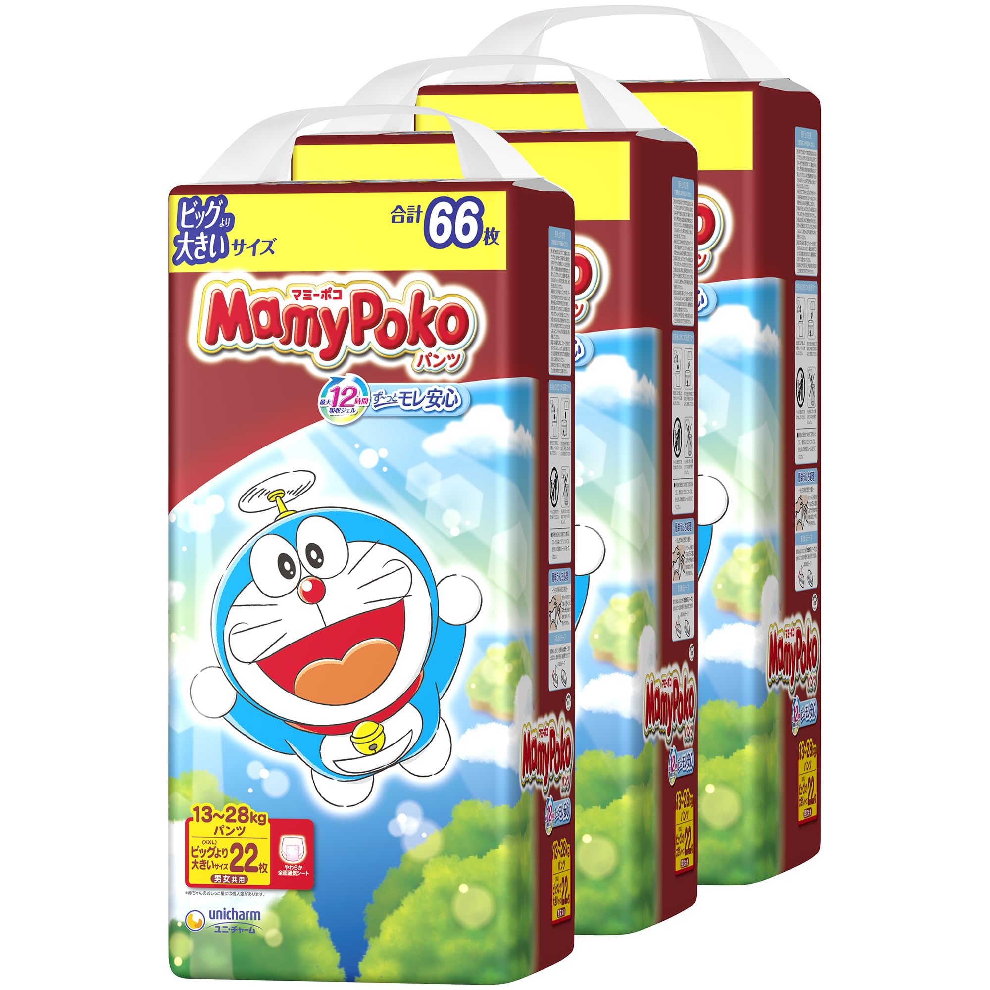 

больше, чем Mamy Poko Pants Doraemon Diapers 66 штук штук x [Брюки большие] (13~28 кг) (22 3) [Элемент дела] белый