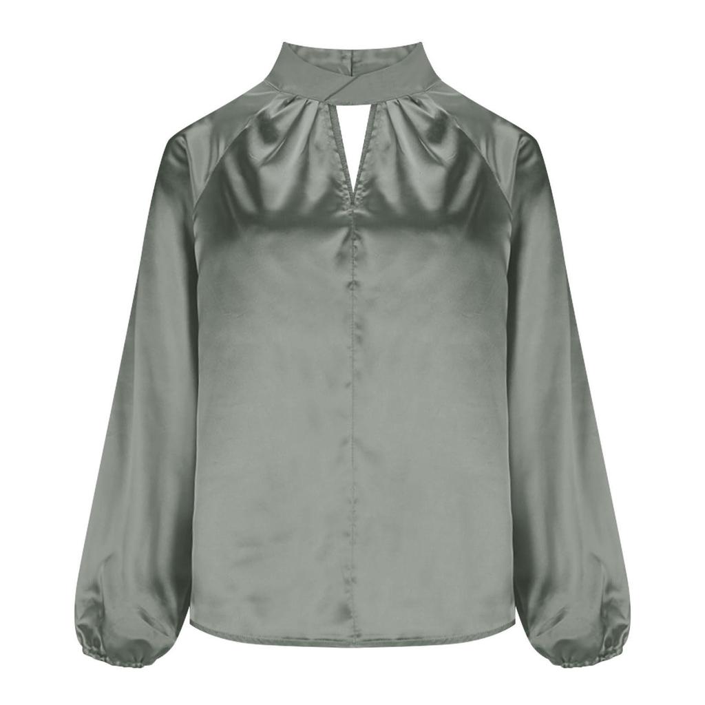 2025 New Satin Silk V-neck Long Sleeve Women's Loose Top