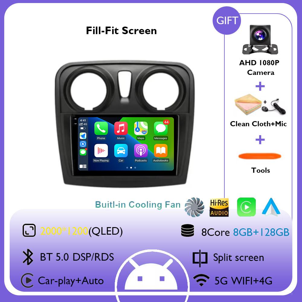 Android 14 Car Radio for Renault Logan 2 2012 - 2019 Sandero 2 2014 - 2019 Multimedia Navigation Carplay Auto Head Unit NO 2 Din