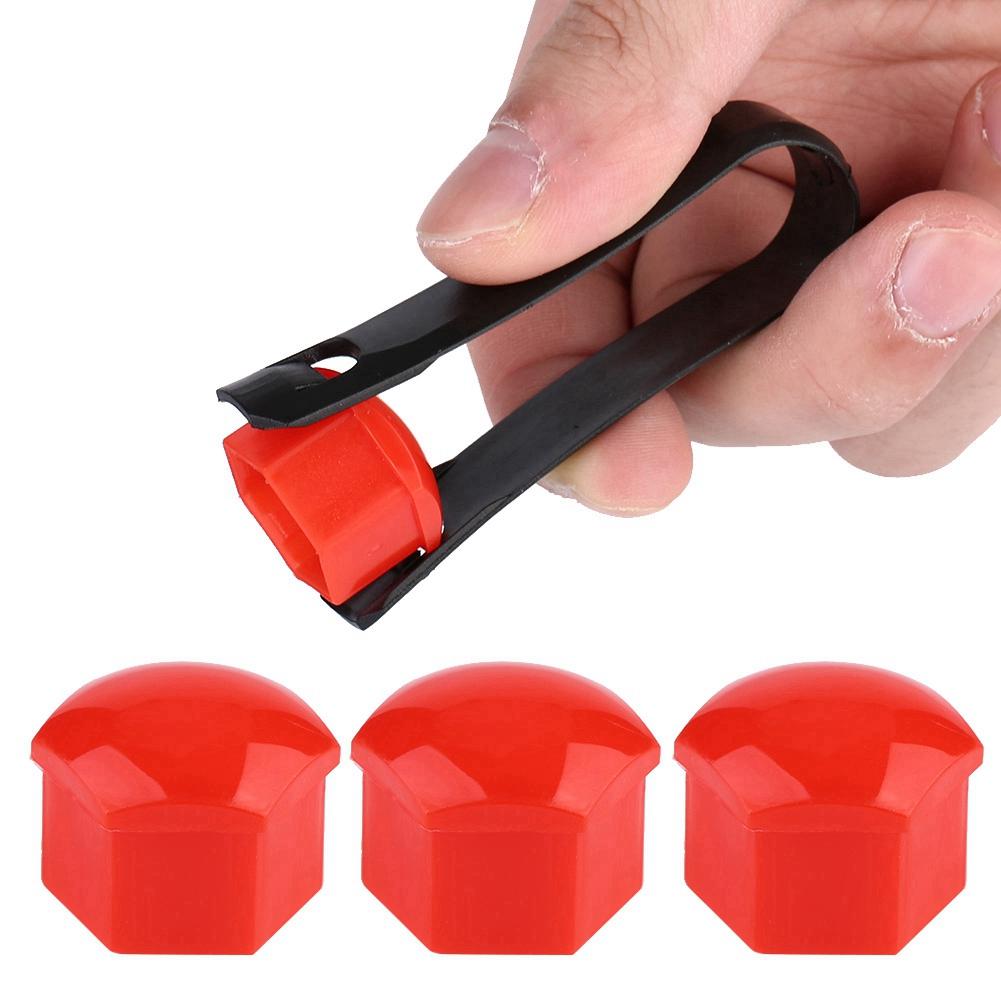 20pcs 21mm Nut Car Wheel Auto Hub Screw Protection Anti Theft Cover Cap Red