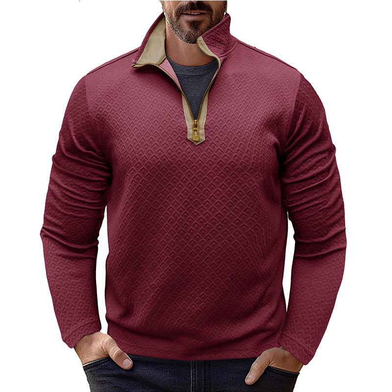 New Men's Long-sleeved Stand-collar Sweatshirt Loose and Versatile Zipper Henry Casual Fashion Top