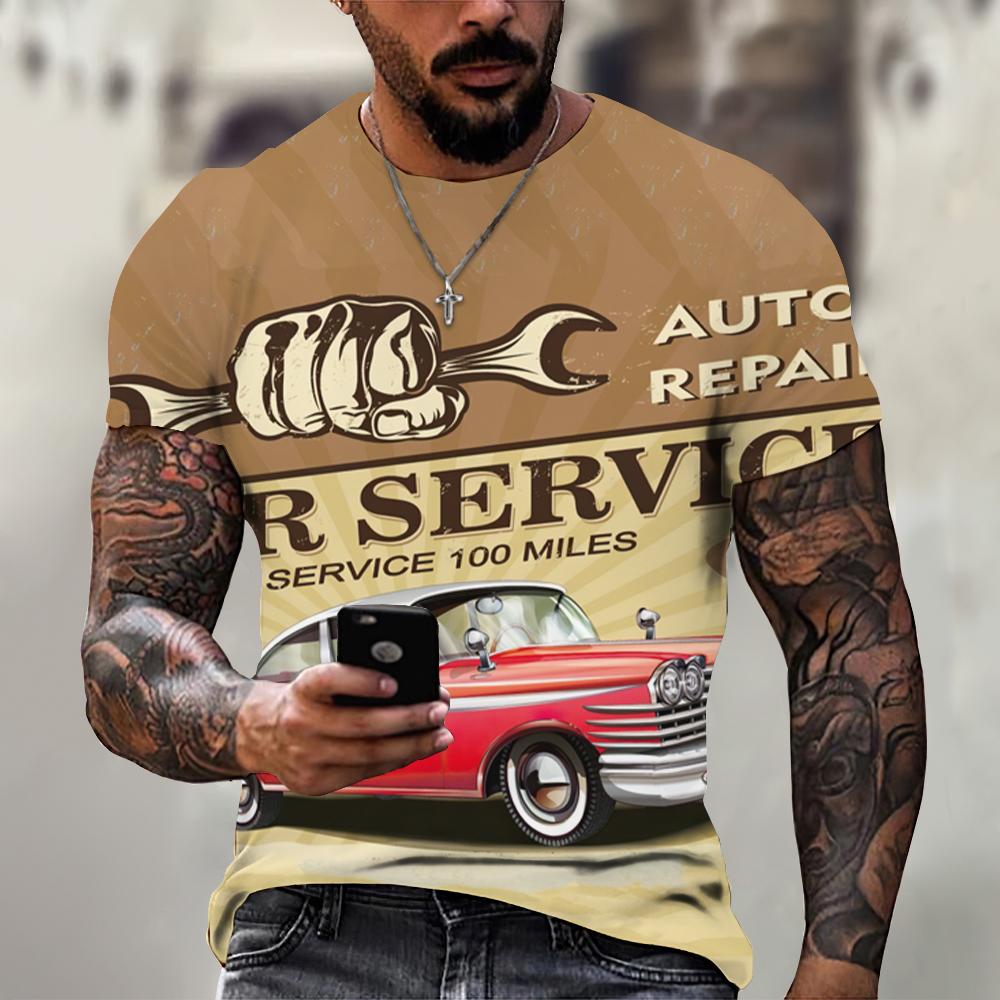 Vintage Motorcycle T Shirt For Men 3D Racing Girl Short Sleeve Tops Street Men's Biker T-shirt Oversized Tee Shirt Clothing