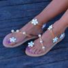 Sandals women's summer new set-toed flower beaded flat-soled women's sandals