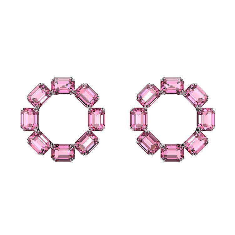 

Swarovski Millenia Large Hoop Earrings Octagonal Cut Imitation Crystal Pink Women earrings 5614296 Shopping Bag,Pink,F