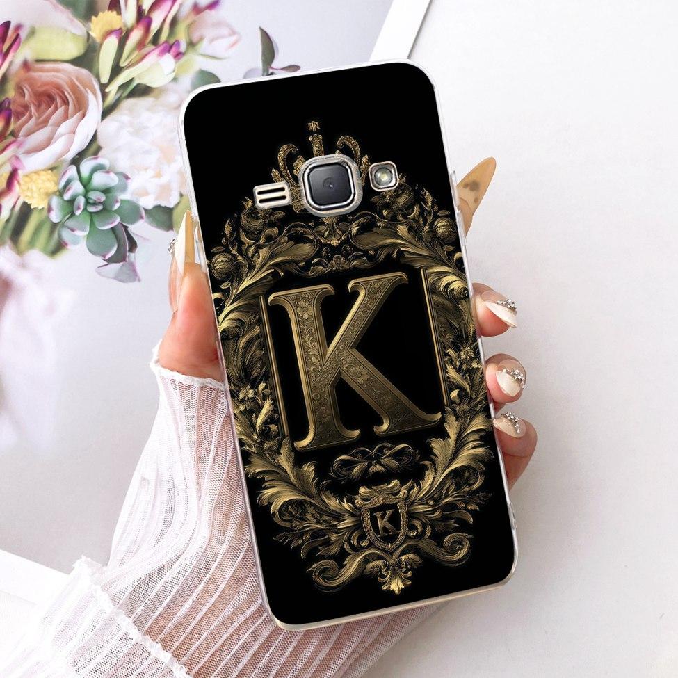 Clear For Samsung J1 2016 SM-J120F Cover For Samsung Galaxy J1 2016 Case Luxury Crown A-Z Letter 2D Flat Pattern Soft Phone Case