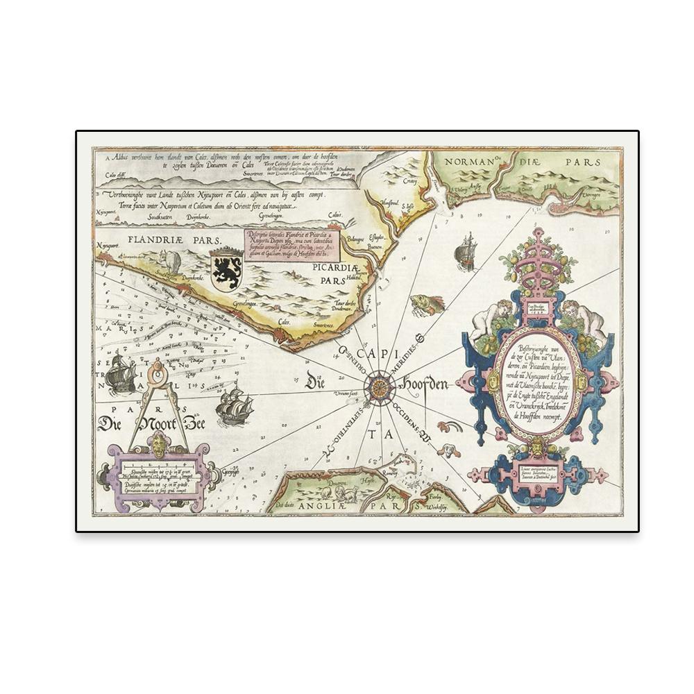 

Вінтажний плакат. Стара карта узбережжя Нормандії. Ретро. Настінне мистецтво. Картина на полотні. Класна кімната. Офісний декор для домашнього декору. 21x30 No Frame