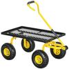 Garden Transport Cart Hand Trailer Handcart 4 Wheels 94 X 48.5 X 100 Cm Max. Load 150 Kg Metal Yellow