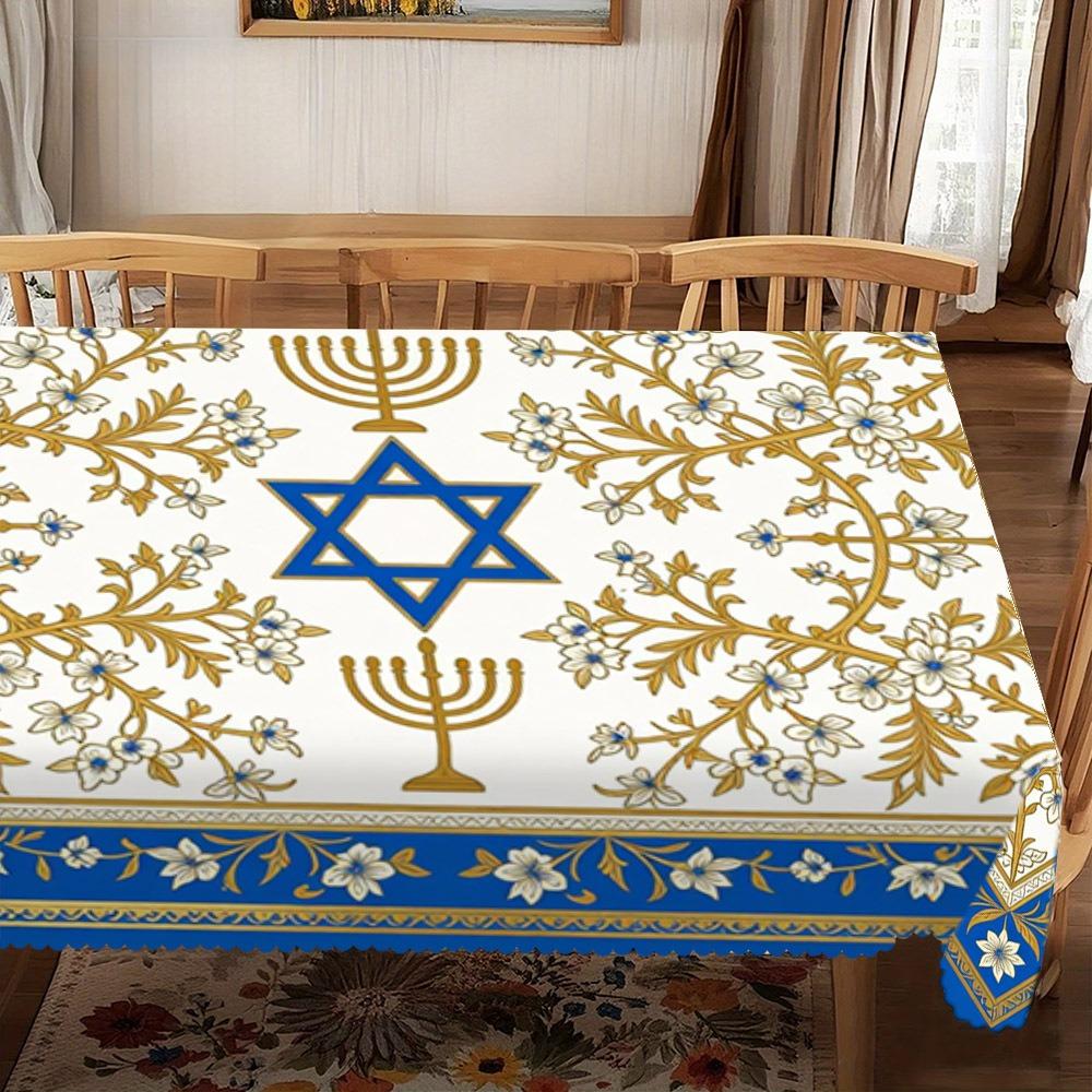 Jewish Star of David Table Cloth for Table Decor Home Kitchen Dining Waterproof Reusable Tablecloth for Tables Indoor Outdoor