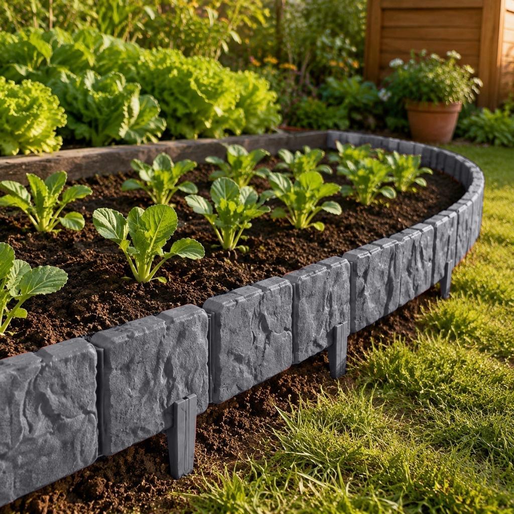 5er-Pack Kunststoff-Gartenzaun-Randleisten, ineinandergreifende Rasenkantenplatten für Landschaftsgestaltung, Baumringe und Bodenerhaltung