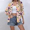 Women's Casual Printing Button-down Shirt Three-quarter Sleeve Dress Shirt Lapel Work Shirt With Pockets