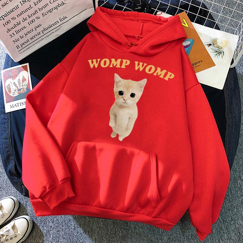 Funny Cat Womp Womp Meme Print Hoodie Men Women Fashion Kawaii Hooded Sweatshirts Oversized Fleece Casual Pullovers