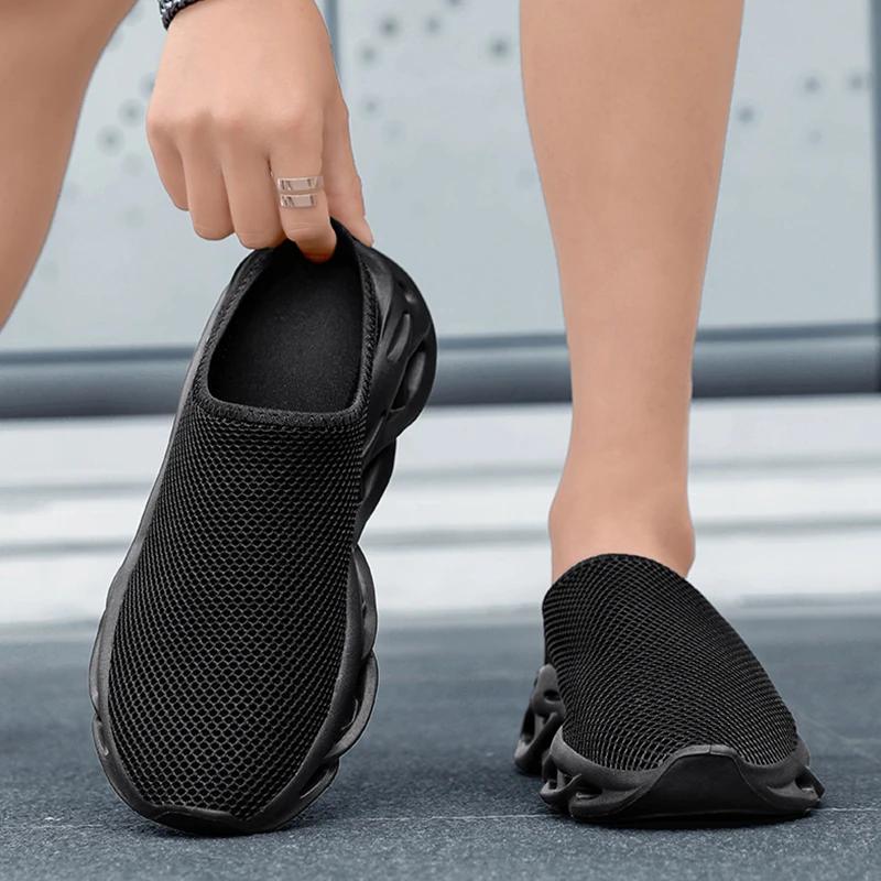 Fashion Lightweight Men's Breathable Half Slippers Comfortable Summer Flat Casual Walking Sneaker Soft Sole Outdoor Zapatillas Hombre