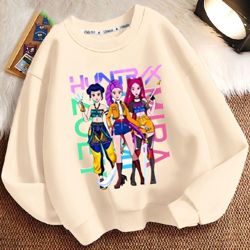 Children's Trendy Witch Hunt Team Hoodies for Autumn and Winter, Casual Long-sleeved Round-neck Hoodies for Boys and Girls