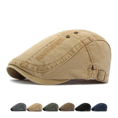Summer Men's Beret British Vintage Cotton Cap Embroidered Forward Cap