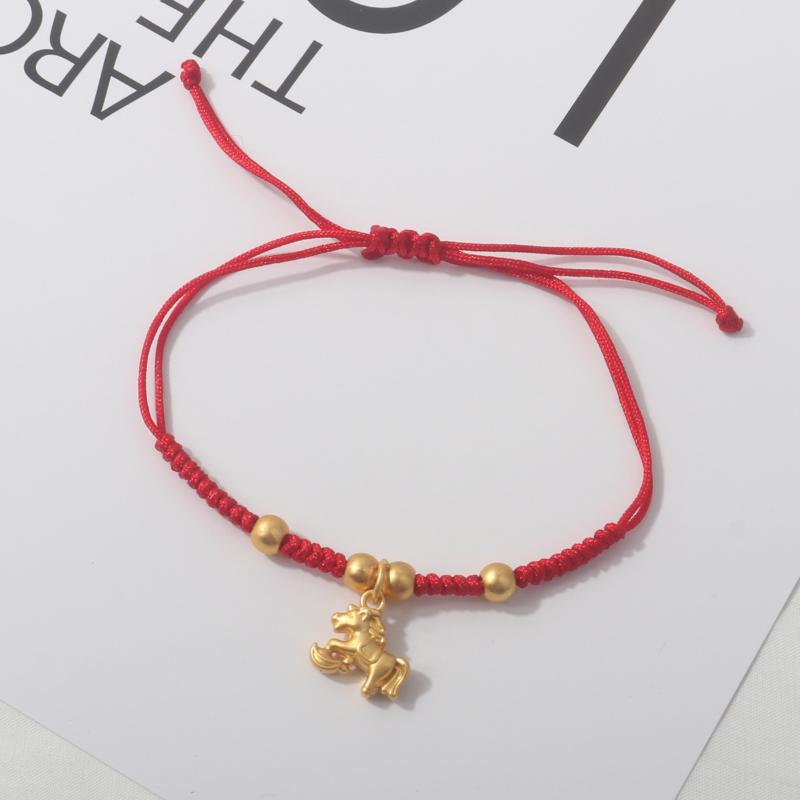 2026 Horse Year Lucky Red Rope Bracelet Chinese Style Zodiac Horse Braided Bracelet Women Fashion Jewelry