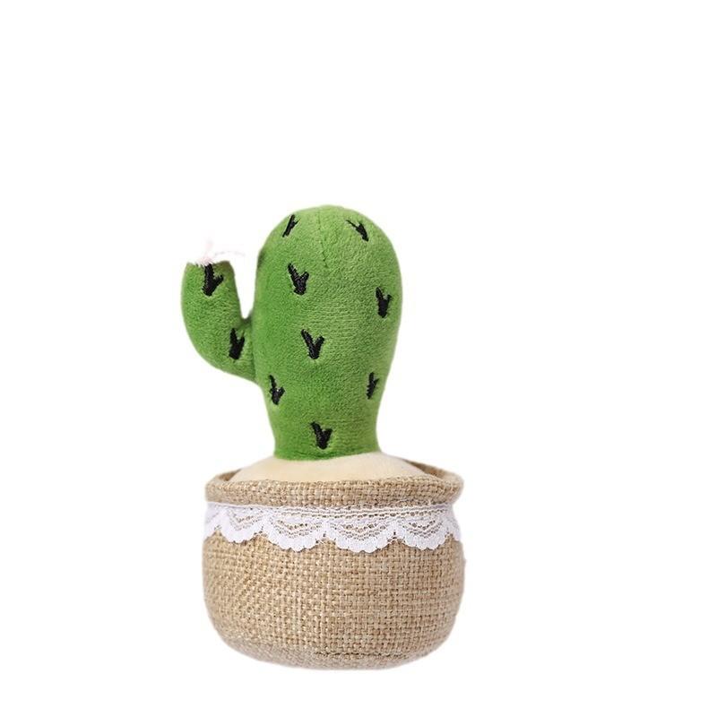 Cute Cactus Potted Plant With Lace Decoration Succulent Plush Pendant Toy