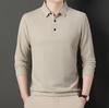 Men's Spring 2025 Long Sleeve Solid Color Waffle Polo Shirt