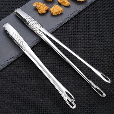 1 pinza per barbecue antiscivolo con manico lungo, multifunzionale, in acciaio inox 304, per barbecue e bistecche.