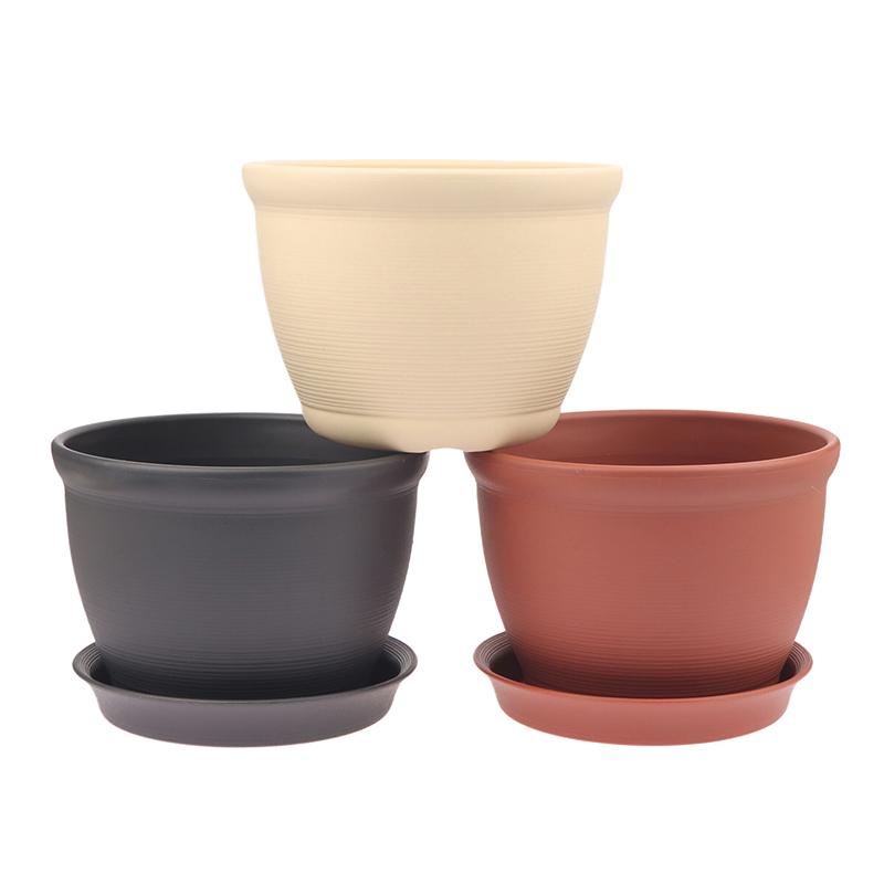 1 pièce avec soucoupe Pot de fleurs rond épais imitation céramique en PP Pot de fleurs Plantation intérieure Salon Balcon Pot pour bonsaï