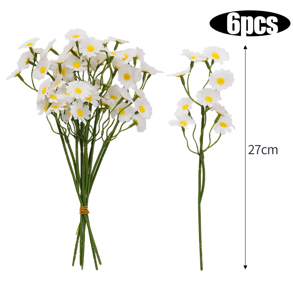 6/18pcs Small Daisy Fake Flower Bouquet for Valentines Party Home Decoration DIY White Artificial Daisy Flowers Ornaments