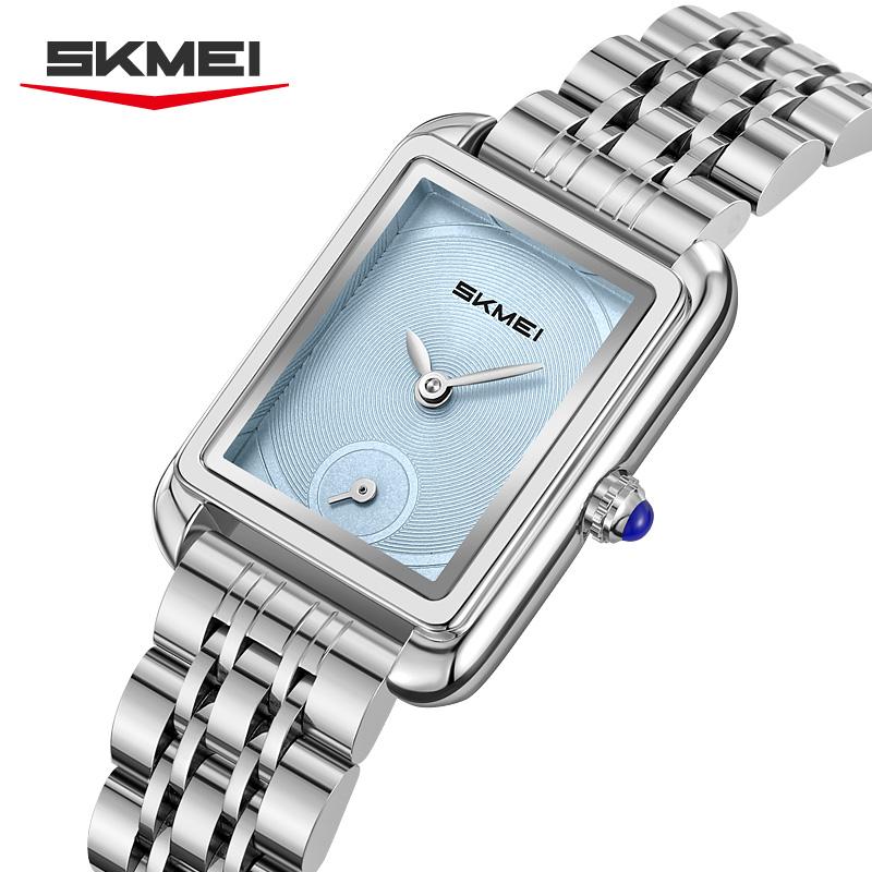SKMEI 2670 New Simple and Elegant Stainless Steel Strap Rectangular Women's Watch Quartz Watch Luxury Girls' Clock reloj mujer