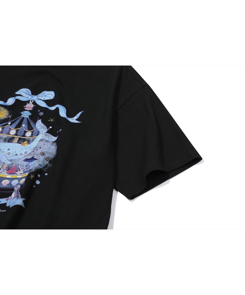 CPGN STUDIO Dtp Ribbon Whale Short Sleeve Tee Black