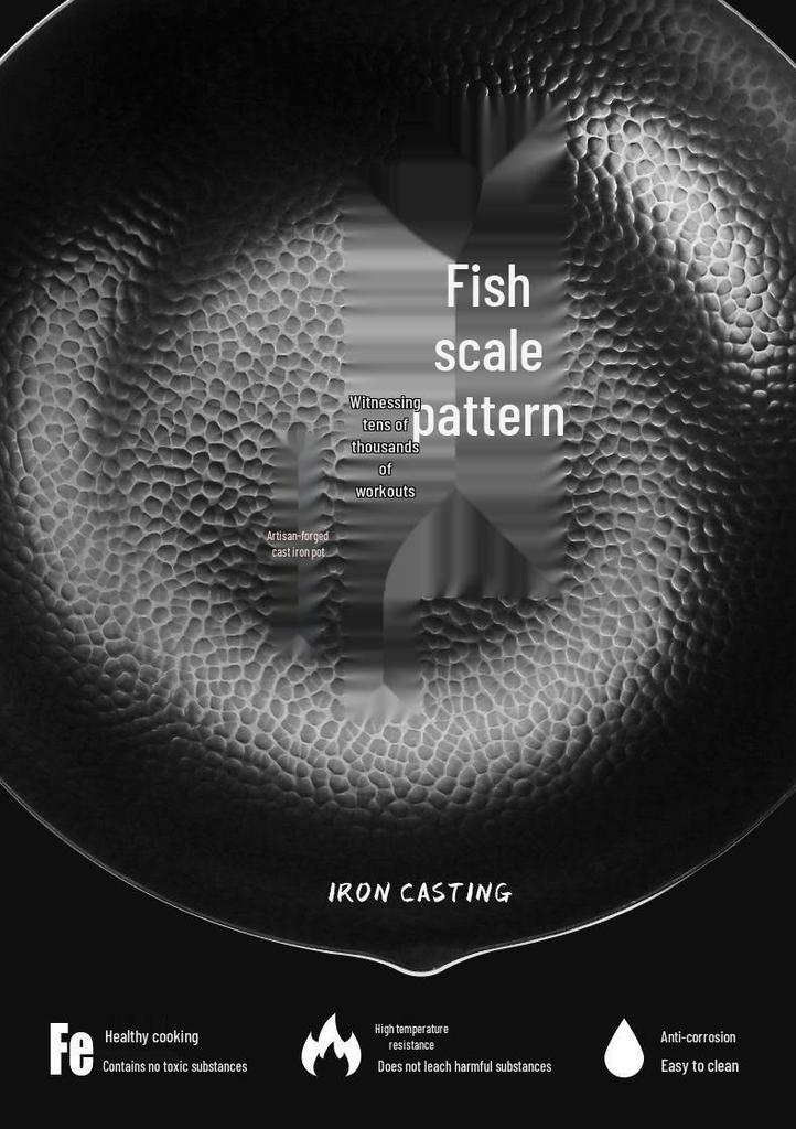 Hand-Forged Cast Iron Non-Stick Wok for Gas & Induction Stoves, Medium-High, No Coating