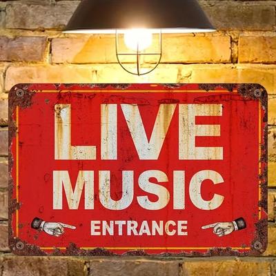 1PC Entrada de Música ao Vivo, Pôster de Metal Retrô Vintage, Para Decoração de Parede Interna, Decoração de Quarto, Decoração de Casa, Arte de Parede de Jardim, Placa de Estanho