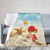 Seestern Strand Meer Flanell Überwurfdecke Meerestiere Decke King Queen Größe für Bett Sofa Couch Leicht Warm Super Weich