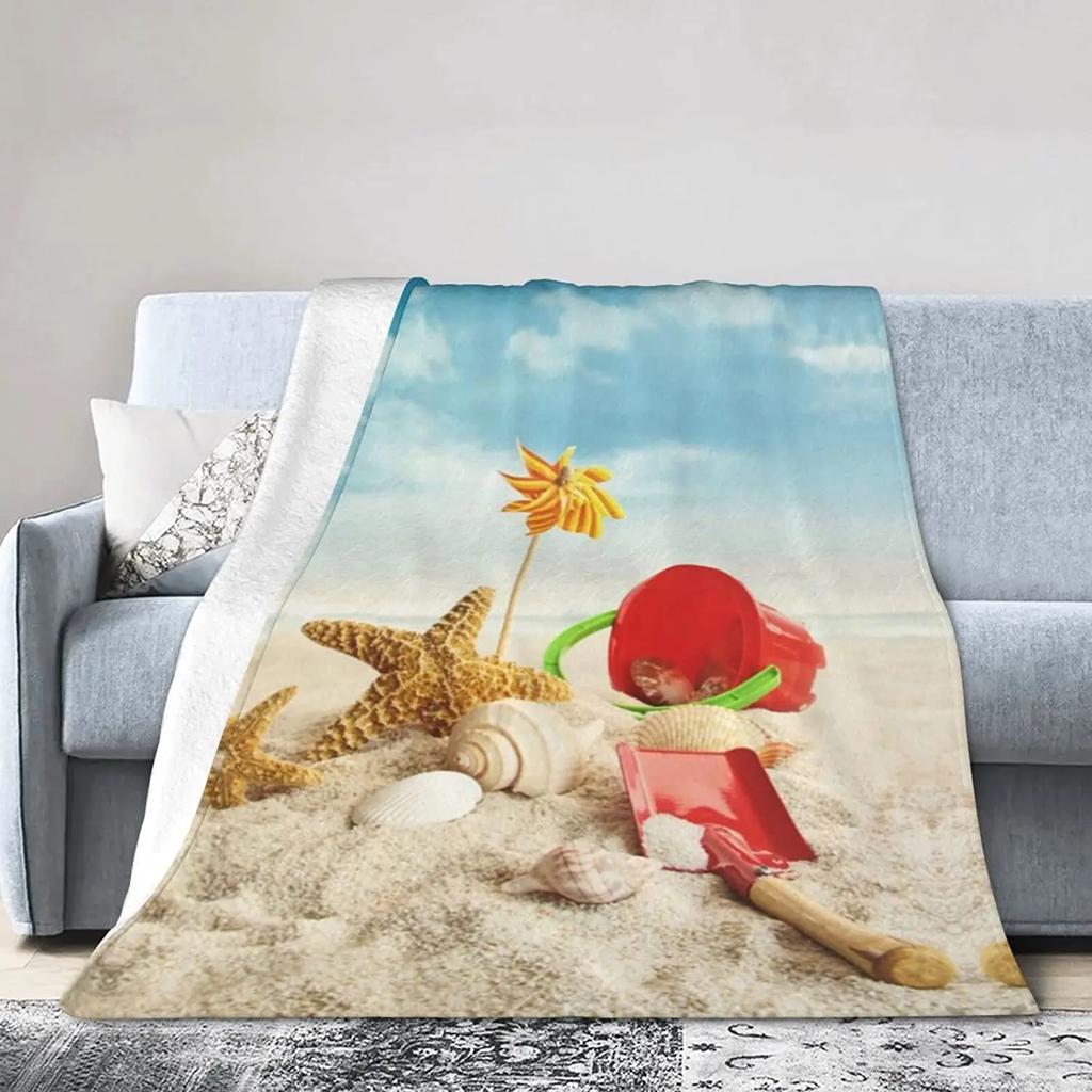 Seestern Strand Meer Flanell Überwurfdecke Meerestiere Decke King Queen Größe für Bett Sofa Couch Leicht Warm Super Weich