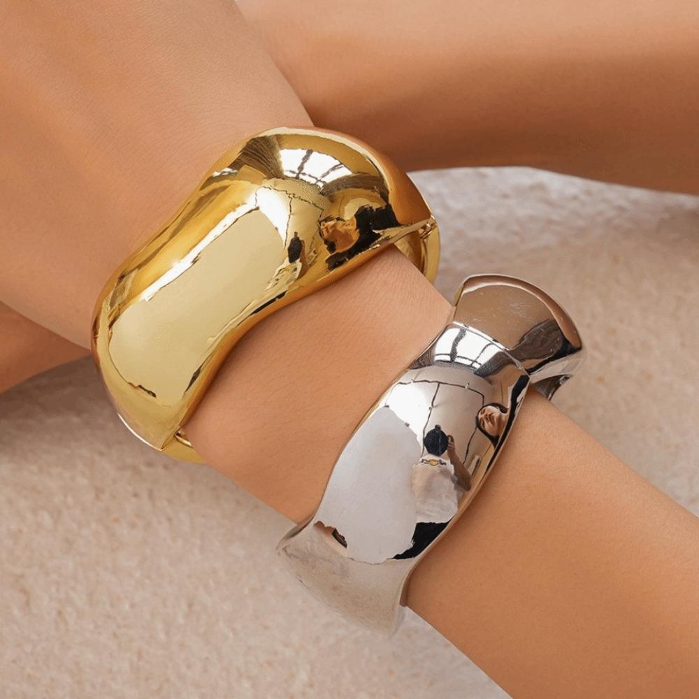 Gold Silver Color Metal Cuff Bangles Jewelry Accessories Exaggerated Bracelet  Girls