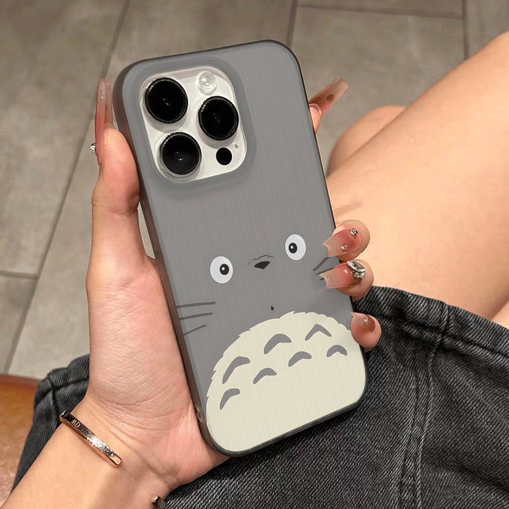 Cartoon Clear Case For-T-T-TotoroS For IPhone 17 16 15 11 12 13 14 Pro Max Plus Pro Corrugated Translucent Back Phone Cover