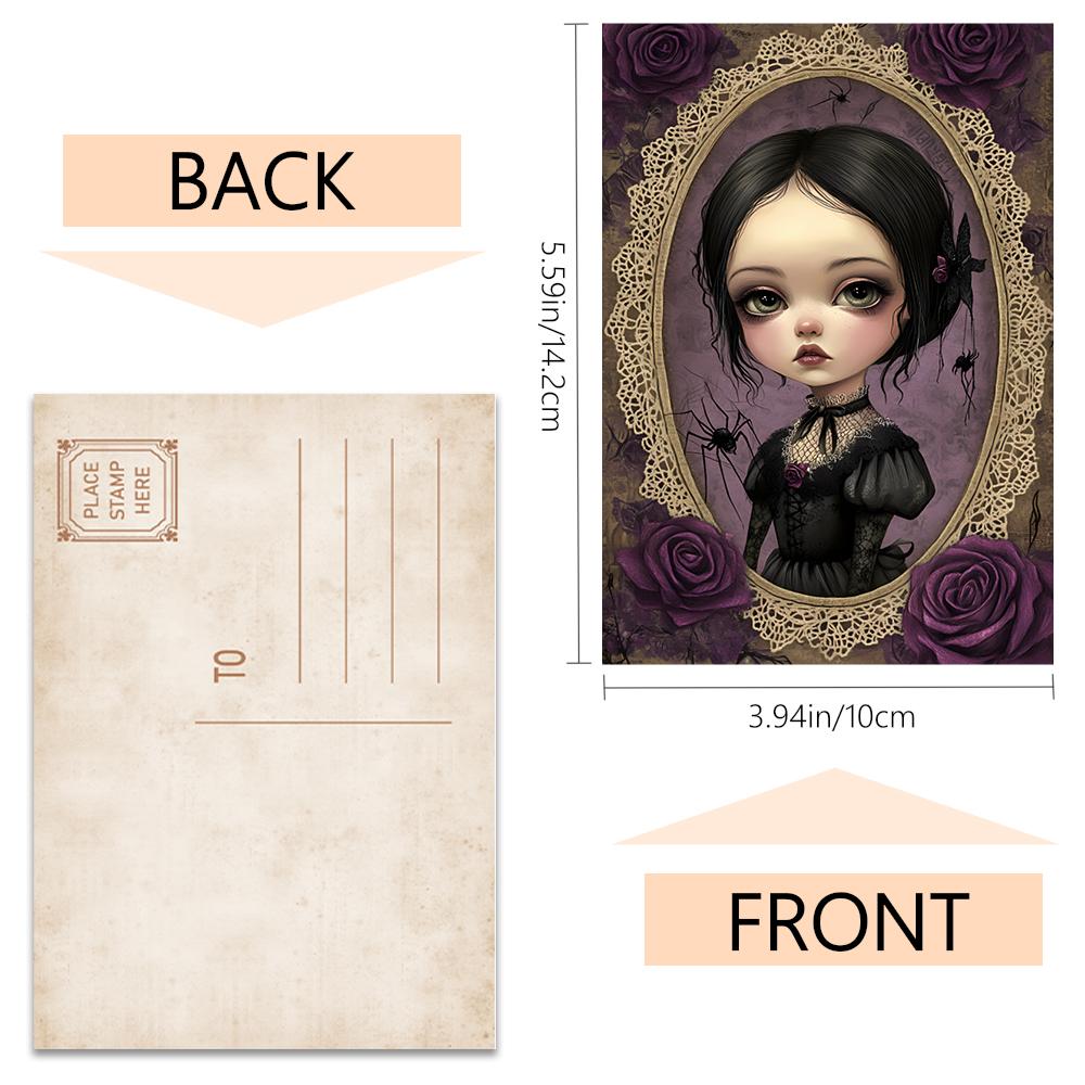 32pcs, Gothic Dark Postcard, Scary Girl, Birthday/Anniversary Gift, Collectible, Suitable for Gift Giving, Can Be Mailed.