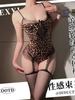 Sexy Passionate Bodysuits Hot Leopard Print Sexy Lace Pure Desire Nightwear Backless Deep V Suspenders Sleeveless Bodysuits Uy06