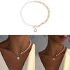Chain Necklace With Faux Pearl Pendant And Sun Star Motifs For Women