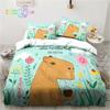 Kawaii Cute Animal Capybara Cartoon Comfortable Duvet Cover Pillowcase Bedding Set Children Bedroom Decoration Home Textile