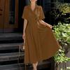 ZANZEA Women Casual Turn Down Collar Loose Summer Short Sleeve Dress