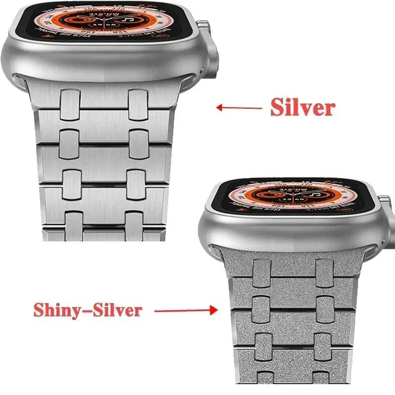 Stainless Steel Band for Apple Watch Ultra 2 49mm 46mm 45 44 42 Luxury Metal Frost Strap Bracelet for IWatch Series10 9 8 7 6 SE