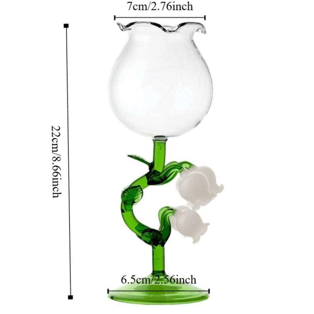 Exquisite 3 D Flower Bell Orchid Goblet Clear Heat-resistant Orchid Tall Glass Handmade Vintage Water Cup Dinner Gathering