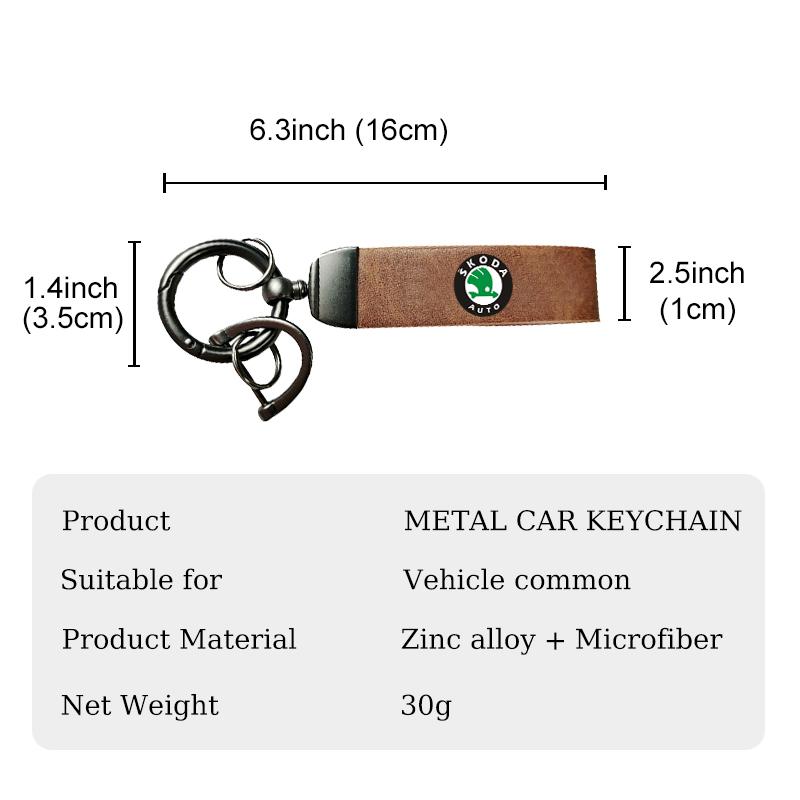 ICPG4 For Skoda 3D Metal Leather Car Keychain Key Ring Auto Emblem Accessories Fabia 1 2 Octavia a7 RS Superb Rapid Yeti Karoq Vision