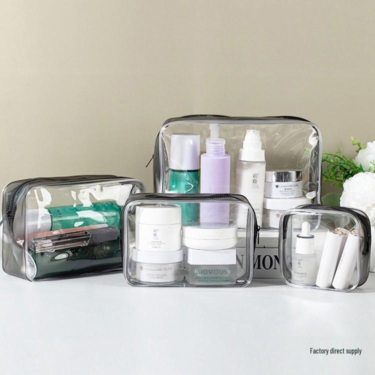 Large Capacity Waterproof Transparent Makeup Bag - Portable Toiletry Organizer for Travel