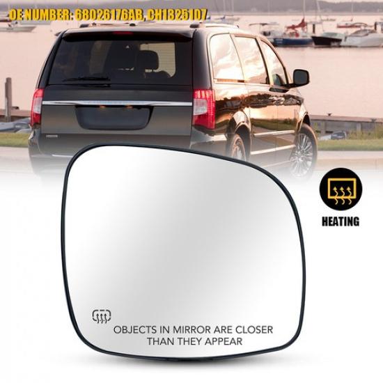 RH Passenger Rear View Mirror Glass Heated For 2008-2016 Dodge Grand Caravan EOA