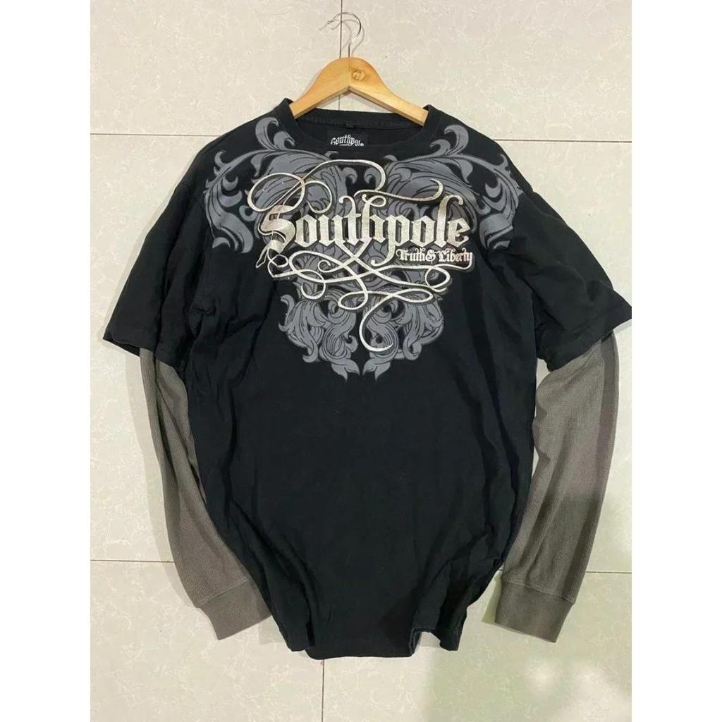 BeatStreet American New Retro Trend Printed Long Sleeve 90s Street Hip-Hop Harajuku T-shirt Men Fashion Gothic Casual Pure Cotton Loose Top